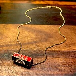 Love Charm Necklace in Red White and Green 18k Ball Chain